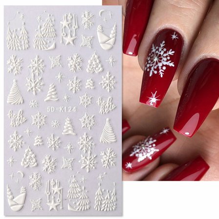 5D Resin Nail Stickers Christmas Design Snowflake Santa Snowman Tree Hat Balloon Decorative for Holiday Party