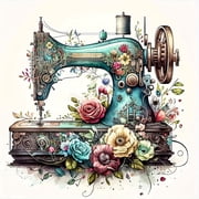 BYGFHLYW Sewing Machine Diamond Art Kits for Adults Beginners,DIY Full Round Drill Diamond Painting Kits Flowers,Home Wall Decor 13.8X13.8Inch