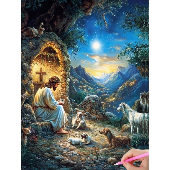 5D The Shelter of Jesus Christian Religious Diamond Art 12x16 Inch Full Drill Diamond Painting Kits for Adults & Beginners - DIY Art Crafts for Relaxation and Home Wall Decor 1