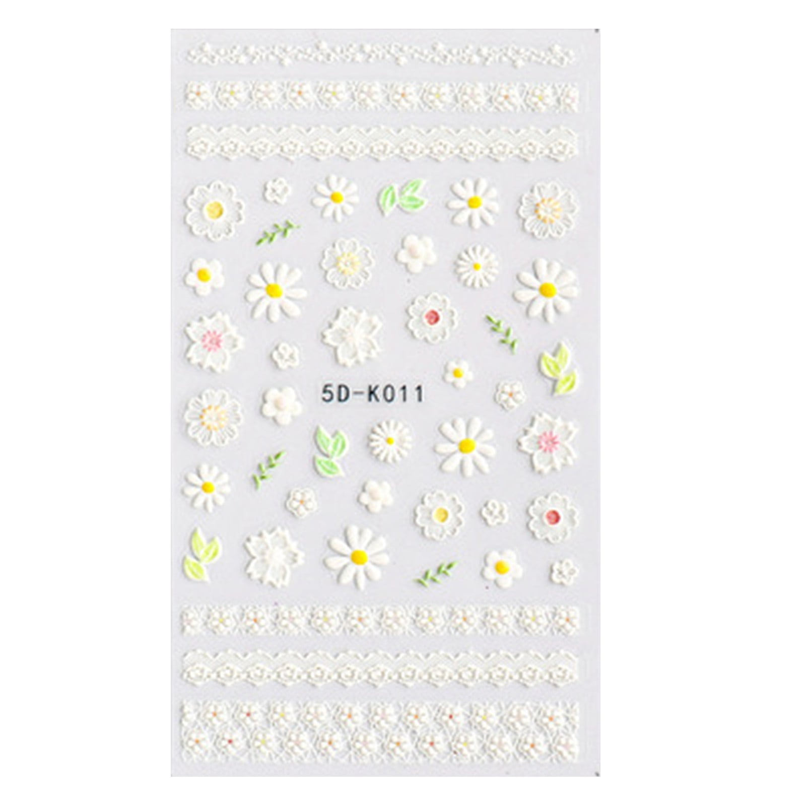 5D Stereoscopic Embossed Flowers Nail Stickers Decals Real 3D Self