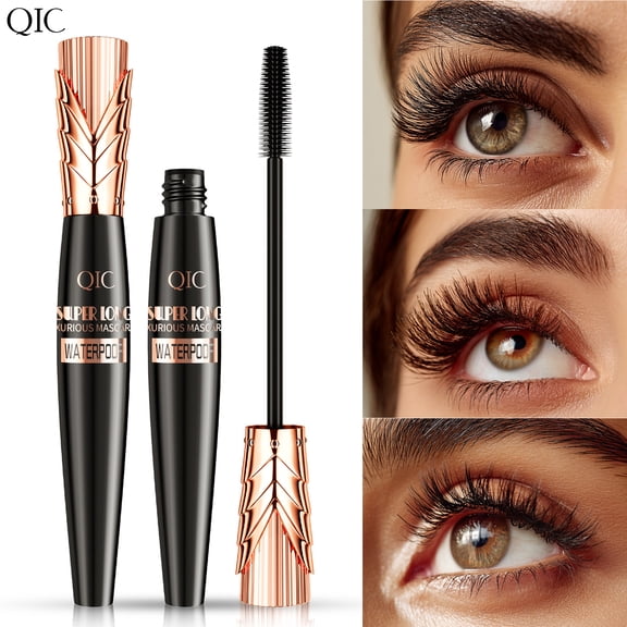 5D Super Long Mascara, Waterproof Curling Volumizing Mascara, No Clumping Smudge-Proof Long-Lasting Black Mascara for All-Day Lash Lift