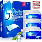 5D Teeth Whitening Strips, 56 Safe and Effective Teeth Whitening Kit, 28 Treatments Whitestrips Reduced Teeth Sensitivity and Help to Remove Smoking Coffee Wine Stain