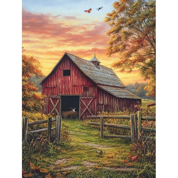 5D Vintage Barn Farm House Diamond Art 12x16 Inch Full Drill Diamond Painting Kits for Adults & Beginners - DIY Art Crafts for Relaxation and Home Wall Decor 2