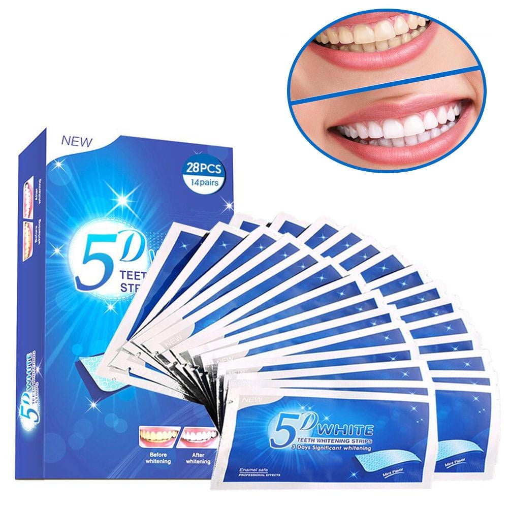5D White Teeth Whitener, 28 NonSensitive Snow Teeth Whitening Strips