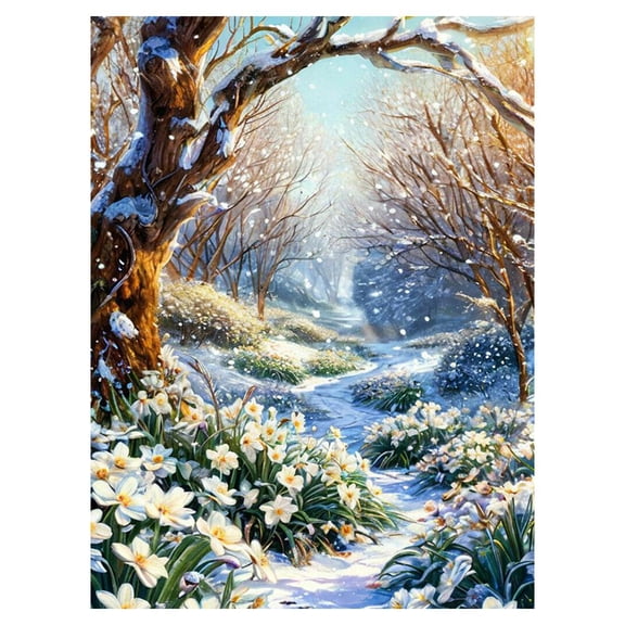 5D diamond Art painting Kit, Winter Snowscapes Full Drill Round Gem Art for Adults Beginners, DIY Wall Decor 11.8 x 15.7 in