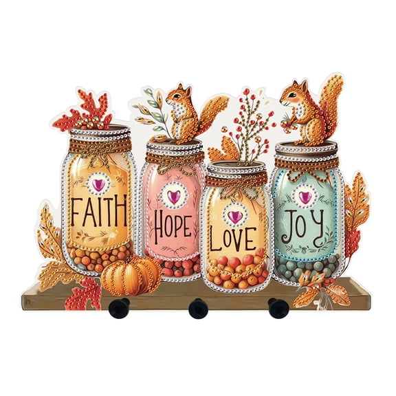 5D diamond art painting kit, squirrel DIY hook holder, special shape diamond art, can be used to hang keys, bags and other small scattered objects