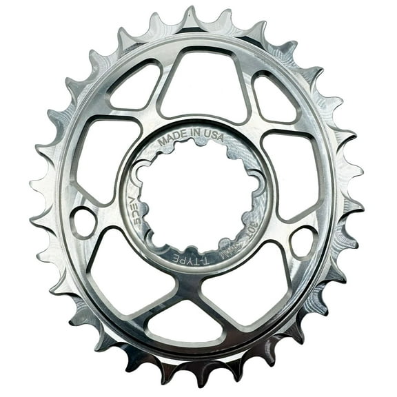 5Dev T-Type Oval 3-Bolt Chainring, 3mm Offset, 30T, Silver