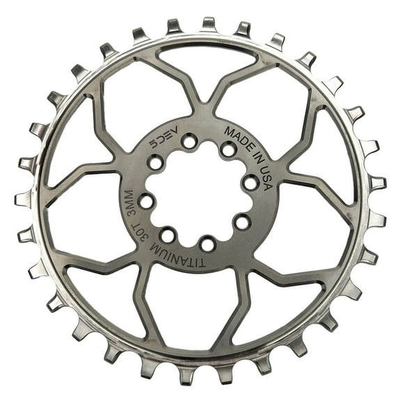 5Dev Titanium 8-Bolt Chainring, 3mm Offset, 30T, Raw/Silver