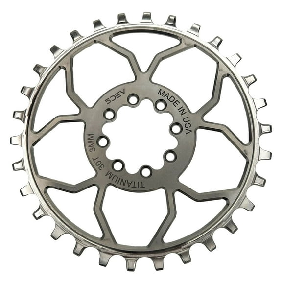 5Dev Titanium 8-Bolt Chainring, 3mm Offset, 32T, Raw/Silver