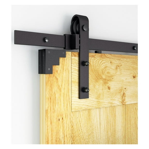 5FT-10FT Rustic Black Classic Rail Sliding Barn Door Kit Hardware Barn Wood Door Sliding Track Kit Wheel Track System ,Easy to Install