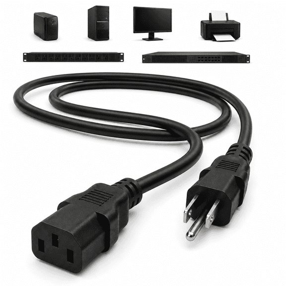 5FT 14 AWG Heavy Duty Computer Power Cord, NEMA 5-15P to IEC C13, 3-Prong Grounded AC Cable for Desktop PC, Monitor, Server, Printer, Dell OptiPlex, HP EliteDesk, Lenovo ThinkCentre SFF/Tower