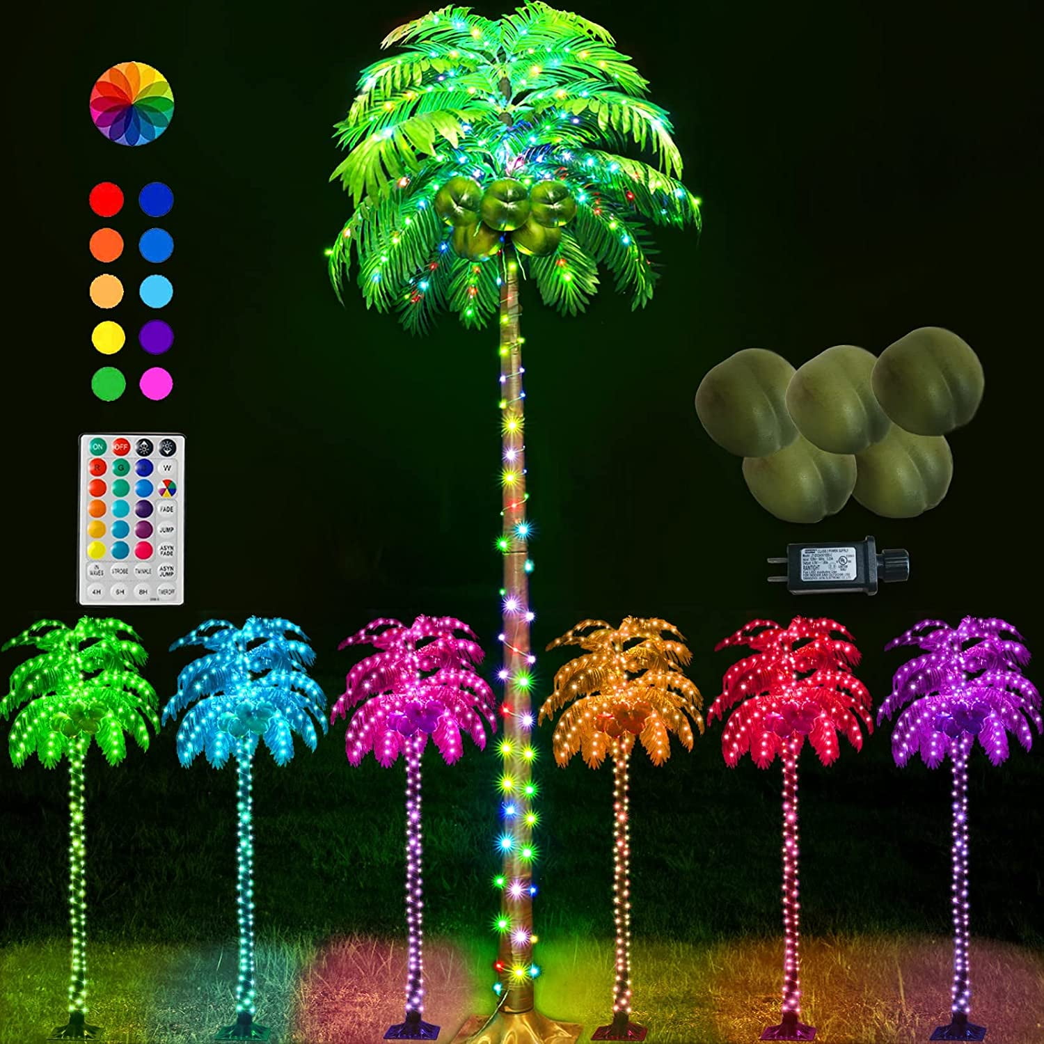 5FT 148 LEDs Lighted Palm Trees, Artificial Palm Tree with Coconuts