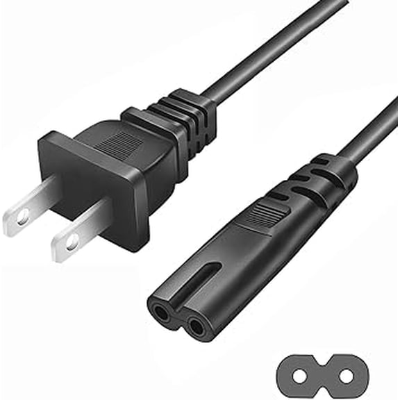 5FT 2-Prong AC Power Cord IEC C7 Figure 8 Replacement Cable for Gaming Consoles, TVs, and Home Electronics