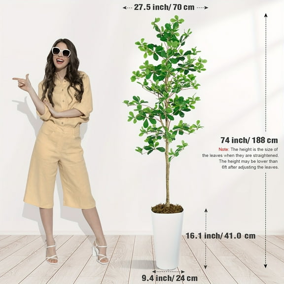 5FT/6FT/7FT/8FT Artificial Olive Tree Potted - Tall Faux Silk Plant for Indoor & Outdoor, Lifelike Trunk with Fruits & Leaves - Home, Office, Living Room, Bedroom Decor