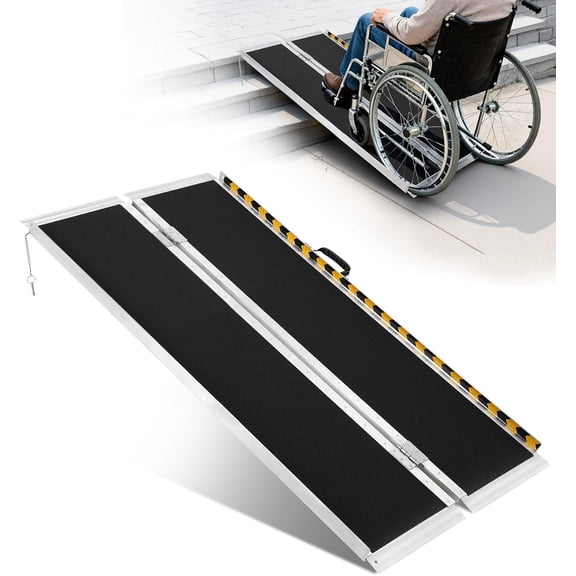 Garvee 5FT Aluminum Folding Wheelchair Ramp for Steps & Vehicles with 800 lbs Load Capacity & Non-Slip Surface