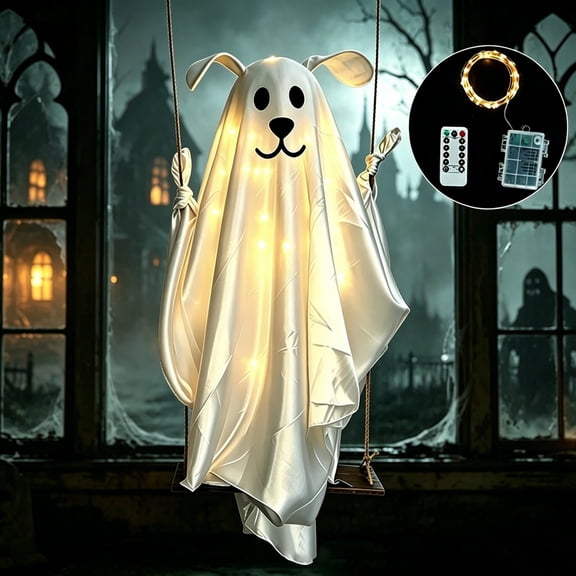 5FT Animated Floating Dog Halloween Decoration with Light Up Sounds, Creepy Hanging Wall Decor for Yard Tree