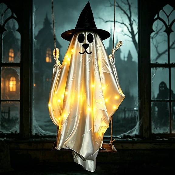 5FT Animated Floating Dog Halloween Decoration with Light Up Sounds, Creepy Hanging Wall Decor for Yard Tree