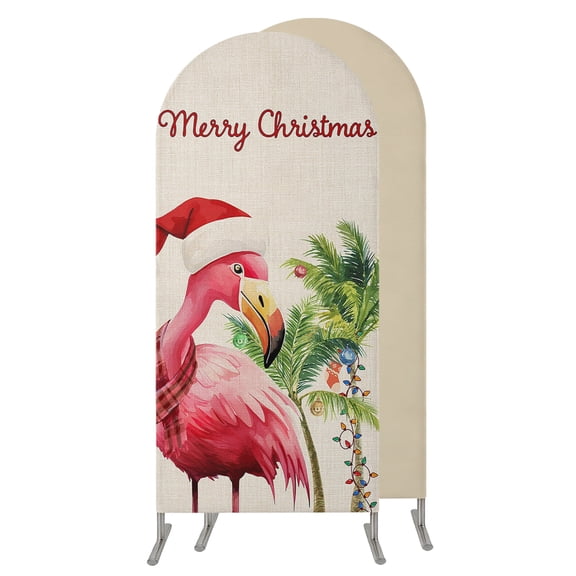 5FT Arch Backdrop Covers, Christmas Flamingos Wedding Arch Cover Stretchy, Xmas Balls Tree Rustic Chiara Arches Backdrop Stand Covers for Birthday Baby Shower Party Banquet Decor