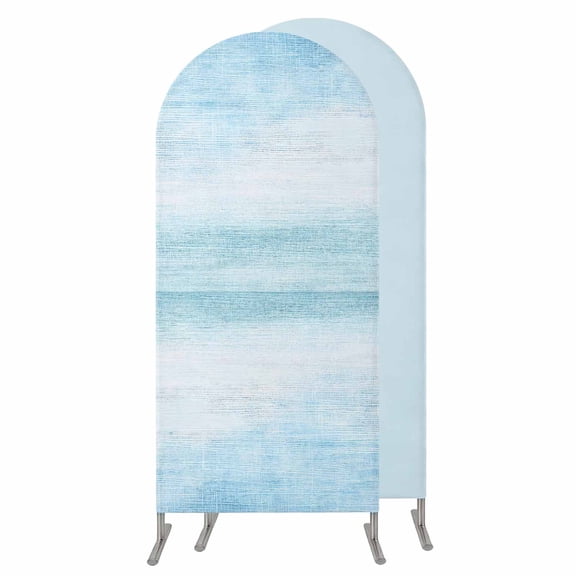 5FT Arch Backdrop Covers, Gradient Aqua Blue Wedding Arch Cover Stretchy, Modern Rustic Minimalist Pastel Solid Chiara Arches Backdrop Stand Covers for Birthday Baby Shower Party Banquet Decor