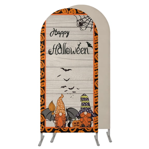 5FT Arch Backdrop Covers, Halloween Elf, Wedding Arch Cover Stretchy, Farmhouse Black Orange Bat Skull Pumpkins Chiara Arches Backdrop Stand Covers for Birthday Baby Shower Party Banquet Decor