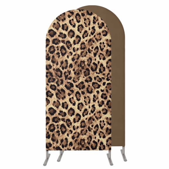 5FT Arch Backdrop Covers, Leopard Printed Wedding Arch Cover Stretchy, Modern Animals Textured Brown Chiara Arches Backdrop Stand Covers for Birthday Baby Shower Party Banquet Decor