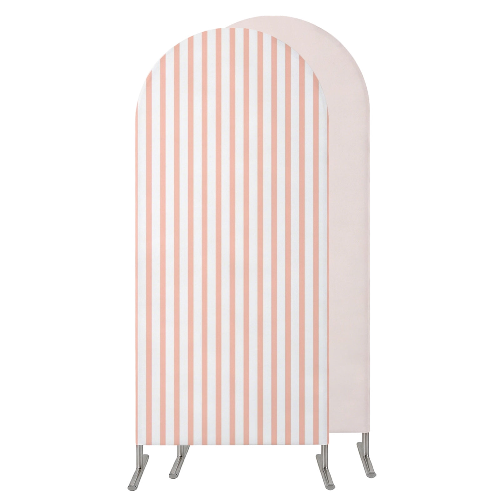 5FT Arch Backdrop Covers, Peach Pink Striped Wedding Arch Cover ...