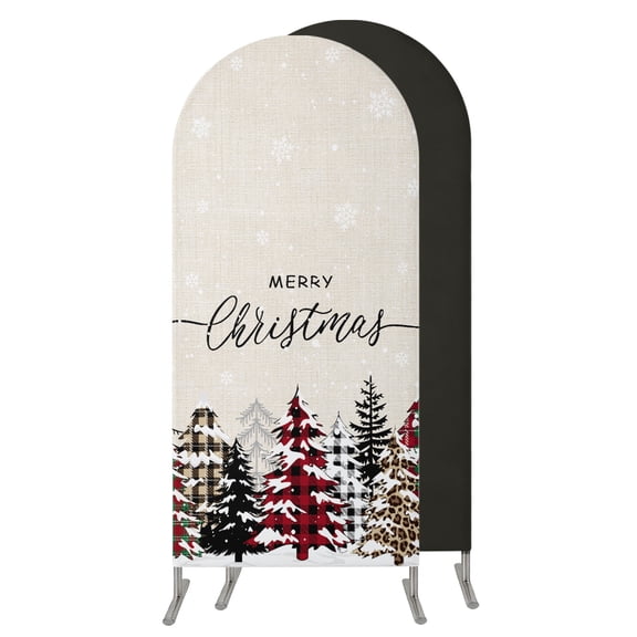 5FT Arch Backdrop Covers, Rustic Christmas Tree Wedding Arch Cover Stretchy, Winter Xmas Tree Snowflake Chiara Arches Backdrop Stand Covers for Birthday Baby Shower Party Banquet Decor