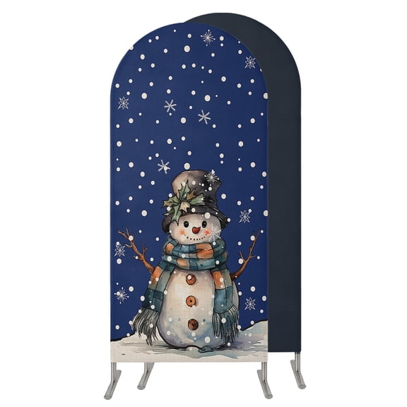 5FT Arch Backdrop Covers, Shabby Chic Snowman, Wedding Arch Cover Stretchy, Winter Christmas Snowflake Navy Chiara Arches Backdrop Stand Covers for Birthday Baby Shower Party Banquet Decor