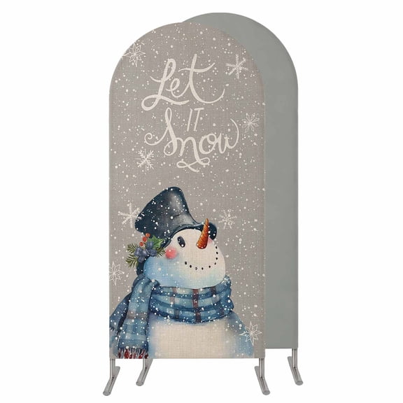 5FT Arch Backdrop Covers, Vintage Snowman, Wedding Arch Cover Stretchy, ,Merry Christmas Snowflake Grey Chiara Arches Backdrop Stand Covers for Birthday Baby Shower Party Banquet Decor