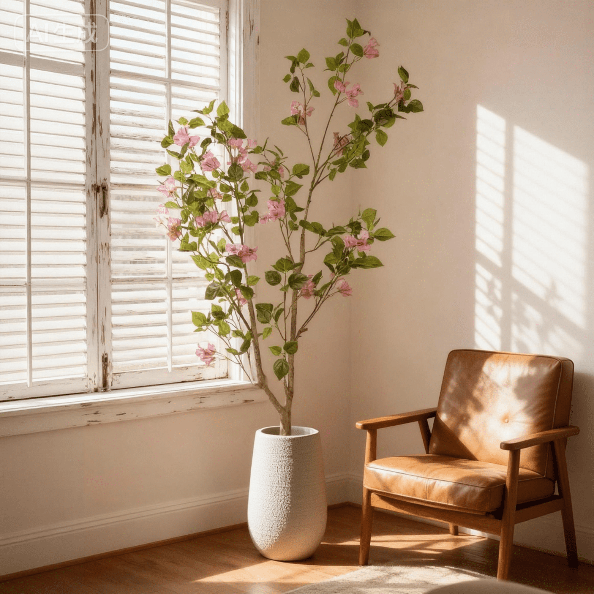 5FT Artificial Bougainvillea Flowers Tree with Black Plastic Pot,Realistic Flowering Fake Plant for Indoor Home Decor,