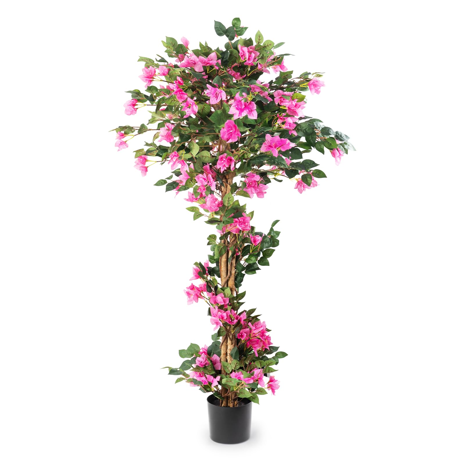 Artificial Bougainvillea Tree, 4/5/6 FT Potted Faux Plant With Pink Flowers For Outdoor Indoor Decor