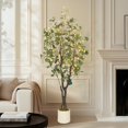 thumbnail image 1 of 5FT Artificial Eucalyptus Tree Indoor - Realistic Fake Potted Plant with White Planter, Lifelike Leaves & Bendable Boughs for Home Office Living Room Bedroom Decor, Housewarming Gift, 1 of 7