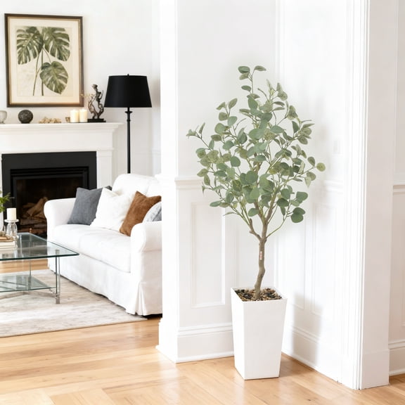 5FT Artificial Eucalyptus Trees, Faux Tree, Artificial Planter, Thanksgiving Christmas, Artificial Plants for Home Office Wedding Party Gifts Indoor Outdoor Decor