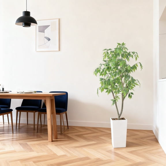 5FT Artificial Ficus Trees Indoor, Faux Tree, Artificial Planter, Artificial Fake Potted Tree, Thanksgiving Christmas, Artificial Plants for Home Office Wedding Party Gifts Indoor Outdoor Decor