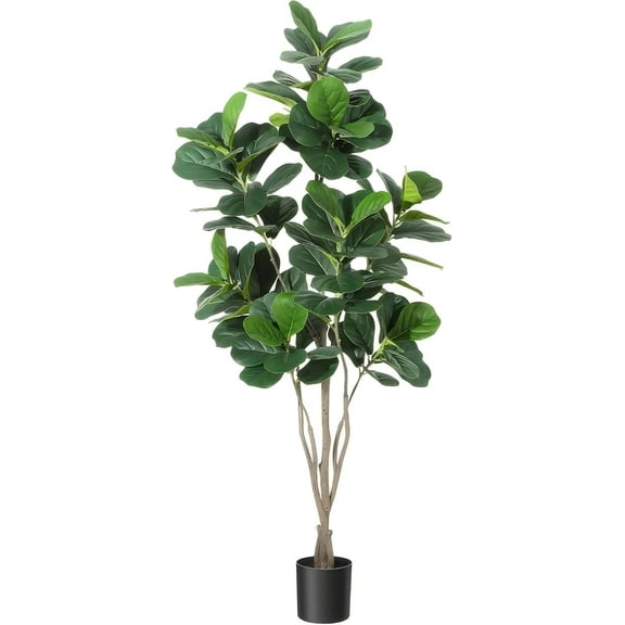 5FT Artificial Fiddle Leaf Fig Plants, Tall Fake Ficus Lyrata Plants for Indoor & Outdoor Decor, Faux Greenery for Home, Office, Living Room, Housewarming Gift