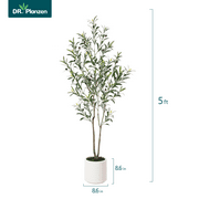 5FT Artificial Muti-Trunk Olive Tree Plants with 8.6 inches Large White Planter. 8 lb. DR.Planzen