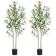 thumbnail image 1 of 5FT Artificial Olive Plants with Natural Wood Trunk and Lifelike Fruits,Faux Silk Plant for Home Office Decor Indoor Artificial Olive Tree-2 Pack, 1 of 8
