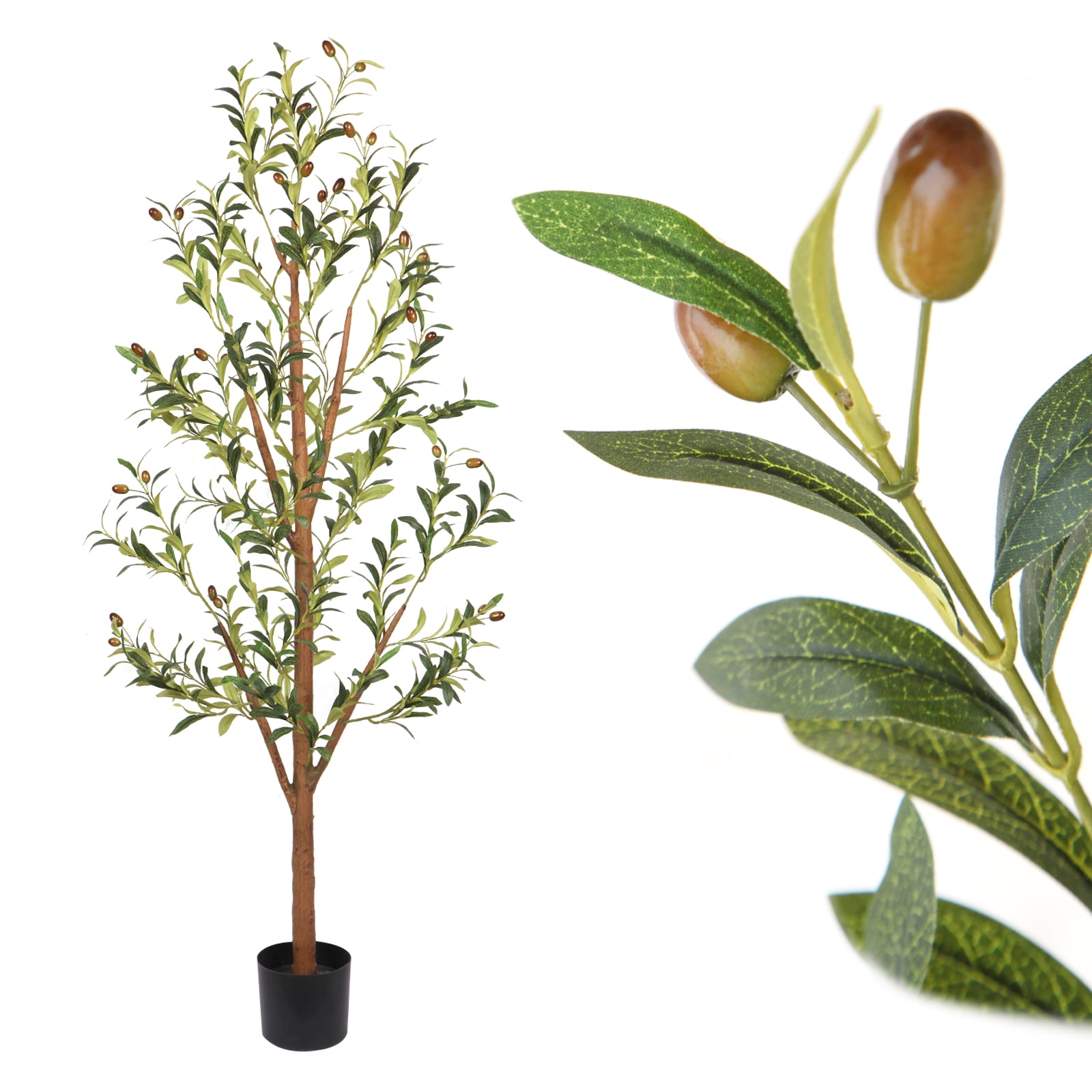 5FT Artificial Olive Tree, Potted Indoor Plants with Realistic Fruits and Branches, 11 lb, Limnan