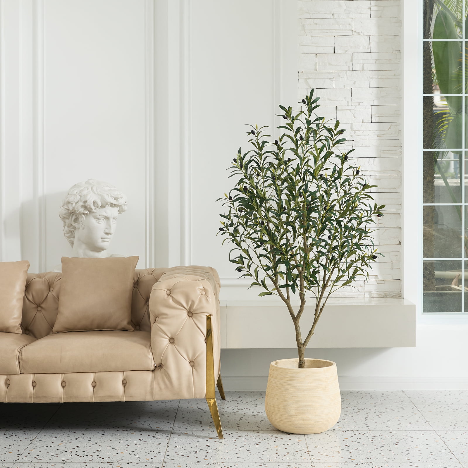 5FT Artificial Olive Tree in Pot, Artificial Olive Plants with