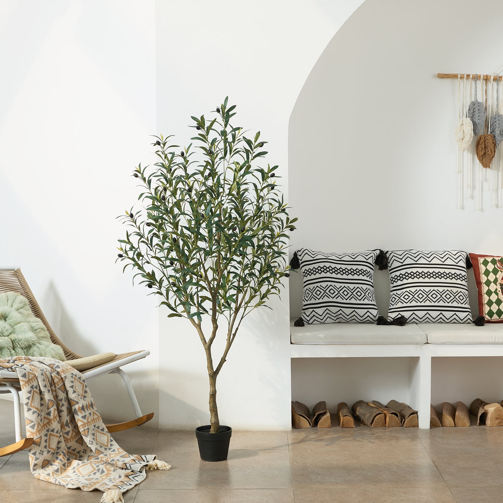 5FT Artificial Olive Tree in Pot, Artificial Olive Plants with Fruits ...
