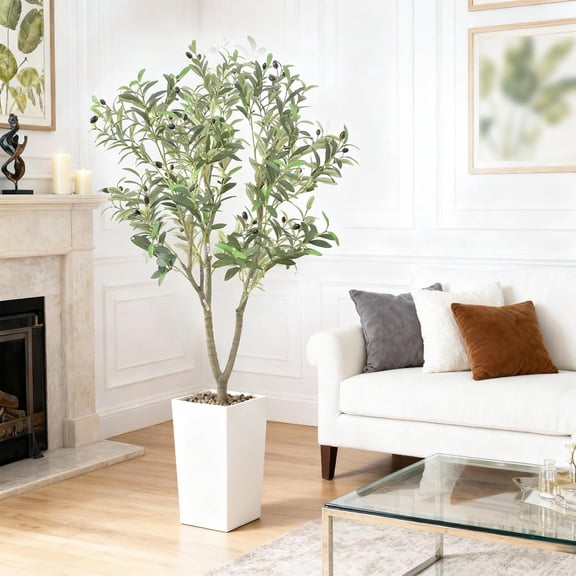 5FT Artificial Olive Tree with Decorative Planter, Faux Potted Plant for Home Office Decor, Ideal Christmas Gift & Wedding Decor