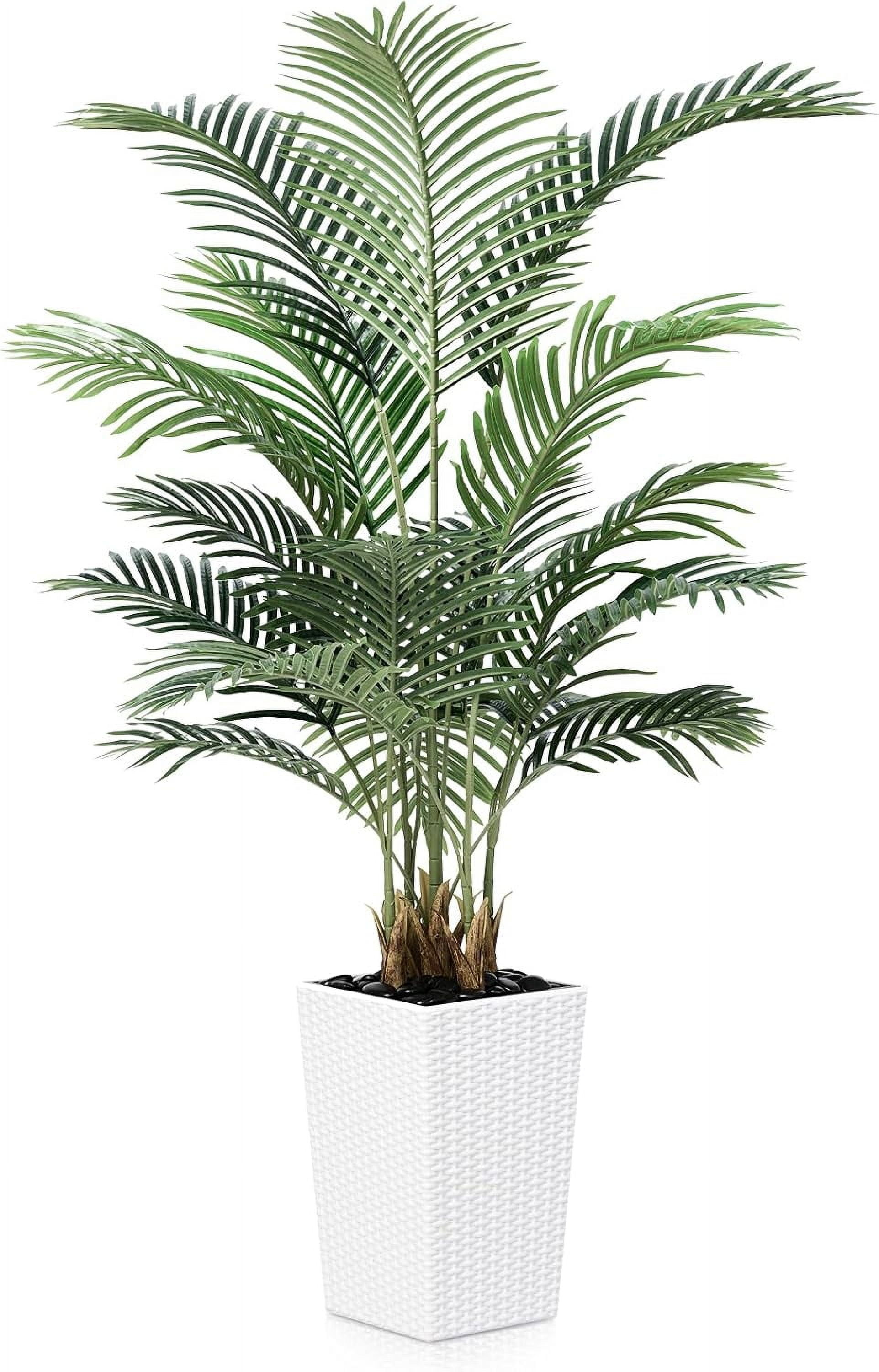 5FT Artificial Palm Tree - Tall Fake Tree with White Taper Planter ...