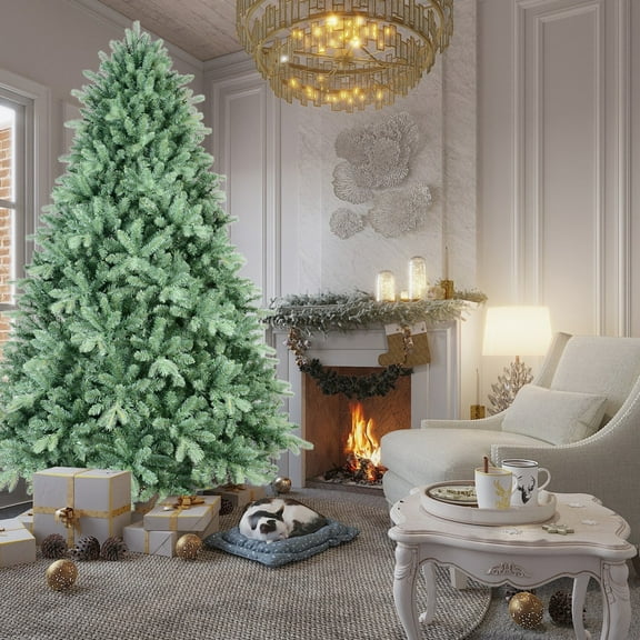 5FT Blue-Green Tint Christmas Tree with 1194 PE+PVC Tips Unique Full-Bodied Tree with Hinged Branches, Easy Assembly, Stable Metal Stand, Eye-Catching Holiday Decor