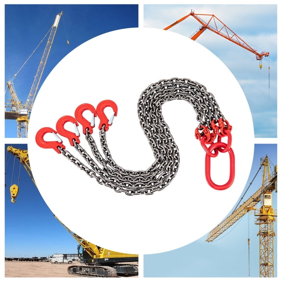 5FT Chain Sling 5/16 Inch *5FT Lift Chain Chain Hoist Lifts with 4 Leg Grab Hooks Used in Mining, Machinery, Ports, Building