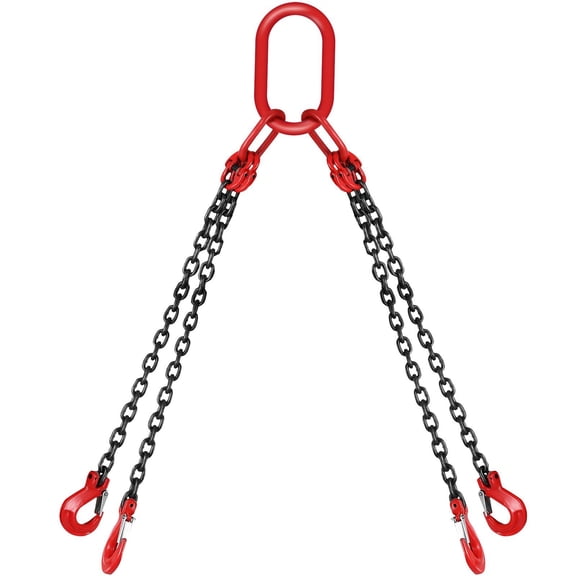 5FT Chain Sling, 5/16 Inch x 5FT, 3 Ton Capacity, G80 Alloy Steel Engine Hoist Chain with 4 Leg Grab Hooks  Heavy Duty Lifting for Automotive, Machinery, and Industrial Use