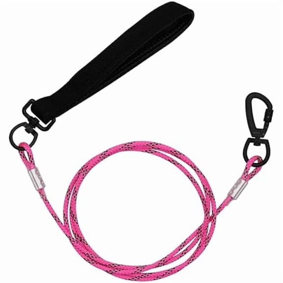 5FT Chew Proof Metal Dog Leash with Comfortable Handle, Heavy Duty Steel Cable Lead for Control Large Medium Small Dogs Walk and Train, Pet Leash with Rotate Clasp and Double Buckle (5FT,Pink)