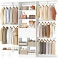 thumbnail image 1 of 5FT Closet Organizer System with Wooden Drawers, 60 Inches Walk In Closet System With 5 Hanging Rods, Can Fit 1.58 to 6.8 FT with Reversible Hanging Shelving, 1 of 9