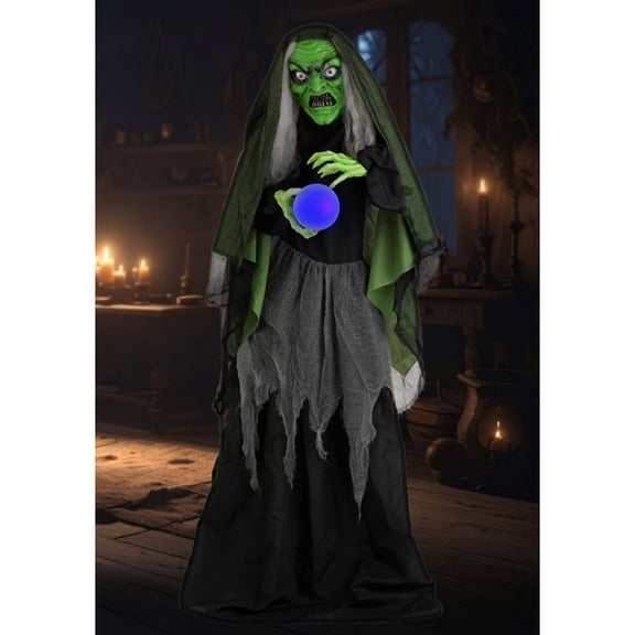 5FT Animatronic Curse-Casting Witch Decoration - Scream Saver | Halloween Animatronics