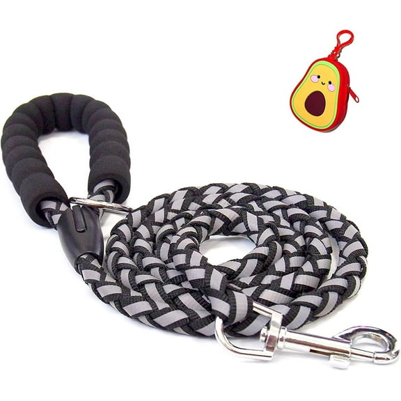 5FT Dog Leash with Comfortable Padded Handle and Highly Reflective Threads for Small Medium and Large Dogs
