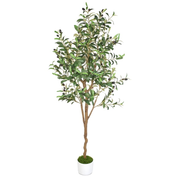 5FT Faux Olive Tree with Realistic Leaves and Fruits, Tall Artificial Indoor Plant for Living Room and Office